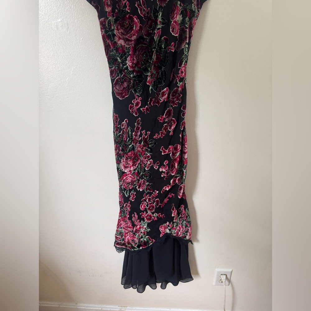 ❌SOLD❌💖🌹Vintage Betsey Johnson Velour lace rose cocktail dress - Picture 4 of 8